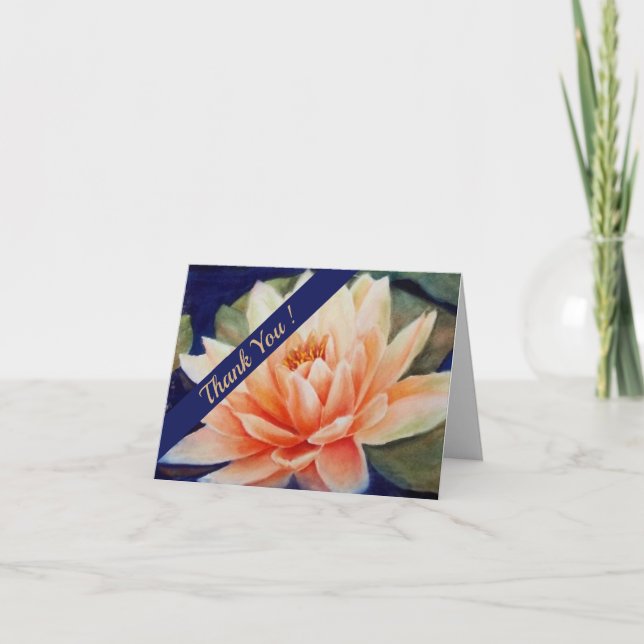 Carte De Remerciements Aquarelle Nénuphar orange Florale (Devant)