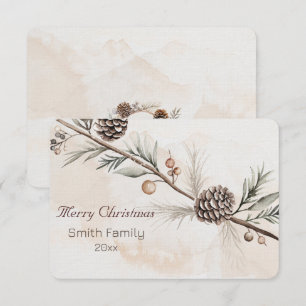 Carte De Remerciements Aquarelle Neutre couleur arbre de Noël
