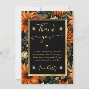 Carte De Remerciements Aquarelle orange Brown Feuilles de automne doux 16