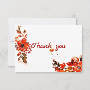 Carte De Remerciements Aquarelle Orange Floral