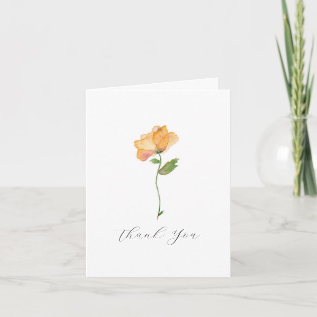 Carte De Remerciements Aquarelle Orange Poppies Funérailles Remerciements (Devant)