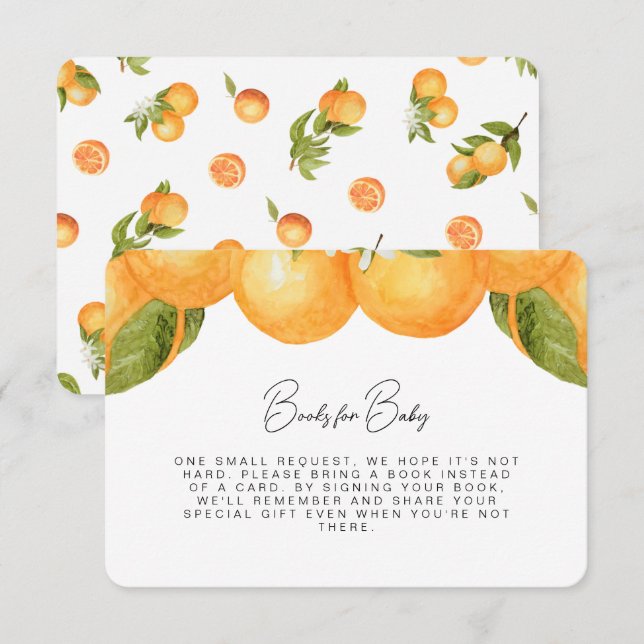 Carte De Remerciements Aquarelle Oranges Livres pour bébé (Devant / Derrière)