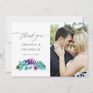 Carte De Remerciements Aquarelle Orchidées tropicales Mariage géométrique