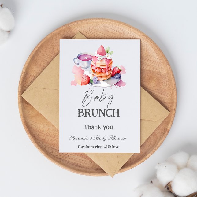 Carte De Remerciements Aquarelle Pancake Baby Brunch Douche (Créateur téléchargé)