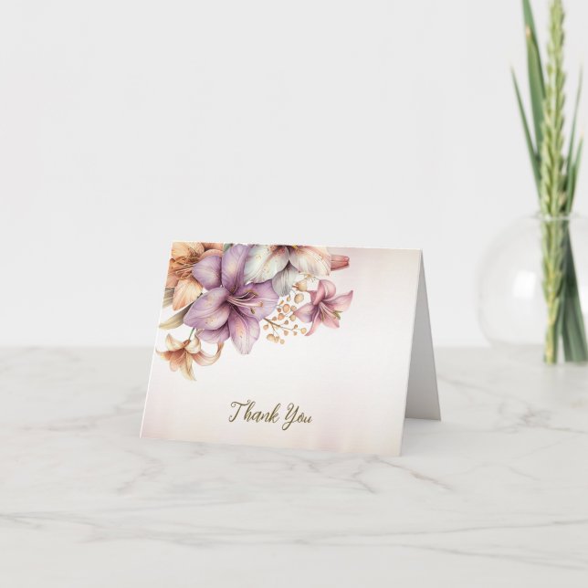 Carte De Remerciements Aquarelle Party Boho rose Fleurs Élégant (Devant)