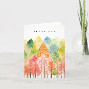 Carte De Remerciements Aquarelle Pastel Arbres de Forêt Whimsical