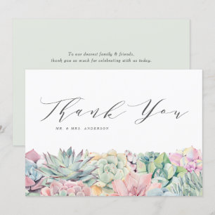 Carte De Remerciements Aquarelle Pastel Succulents Mariage Garland