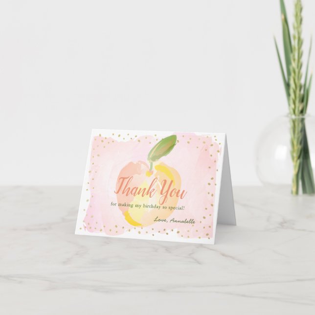 Carte De Remerciements Aquarelle Peach Rose Girl Anniversaire (Devant)