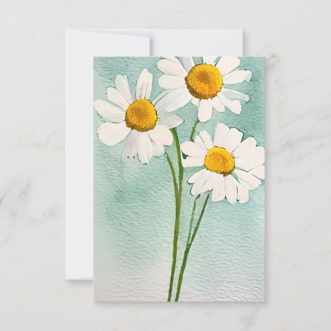 Carte De Remerciements Aquarelle peinture camomille fleurs fleurs blanc (Devant)