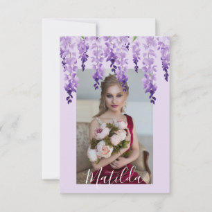 Carte De Remerciements Aquarelle photo Wisteria BAT MITZVAH