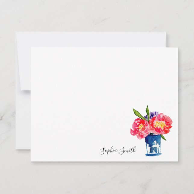 Carte De Remerciements Aquarelle Pierre fleur de vase (Devant)
