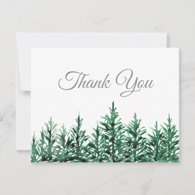 Carte De Remerciements Aquarelle Pine Arbres (Devant)