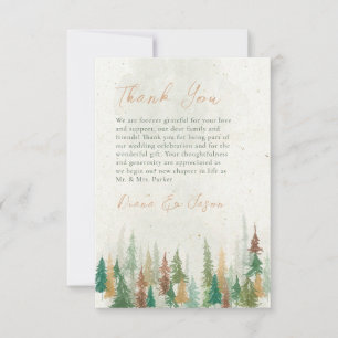 Carte De Remerciements Aquarelle Pins de forêt rustique