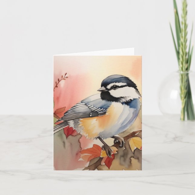 Carte de remerciements aquarelle pliée au poulet (Devant)
