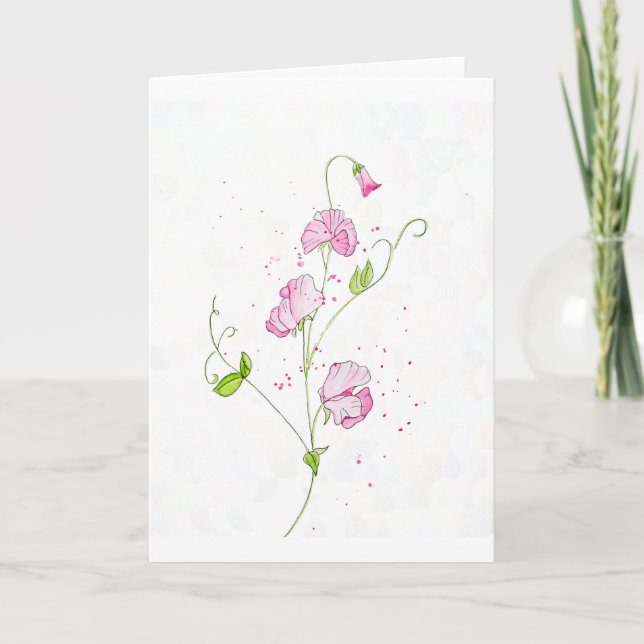 Carte De Remerciements Aquarelle Pois doux (Devant)
