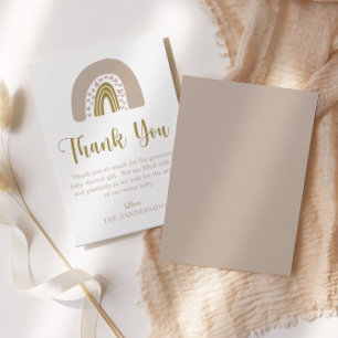 Carte De Remerciements Aquarelle Rainbow Pink Heart   Baby shower