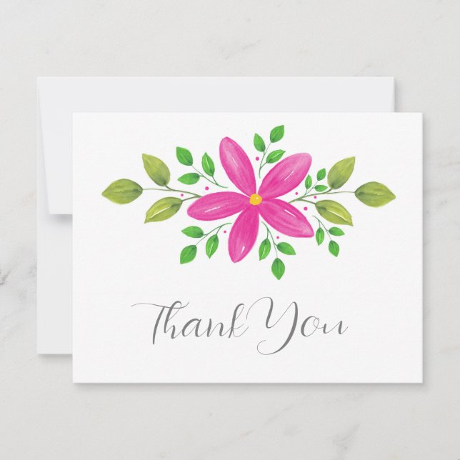 Carte De Remerciements Aquarelle rose chaud Swag (Devant)