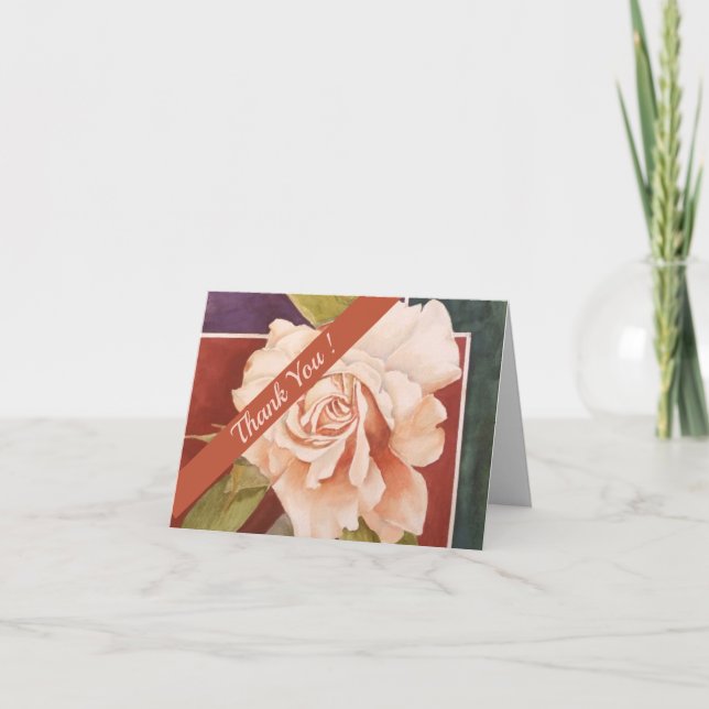 Carte De Remerciements Aquarelle Rose de cuivre de bronze Floral (Devant)