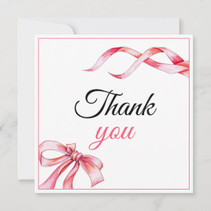 Carte De Remerciements Aquarelle rose Flow Ribbon Sweet 16 Anniversaire