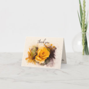 Carte De Remerciements Aquarelle Rose Jaune Unique