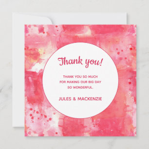 Carte De Remerciements Aquarelle rose moderne Confetti Mariage Abstrait