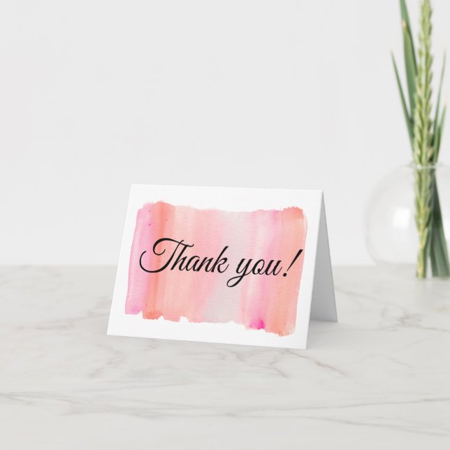 Carte De Remerciements Aquarelle rose moderne pointe (Devant)