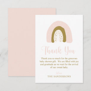 Carte De Remerciements Aquarelle rose pastel douce Baby shower arc-en-cie