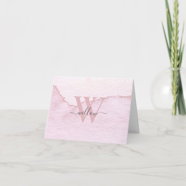 Carte De Remerciements Aquarelle rose personnalisée (Devant)