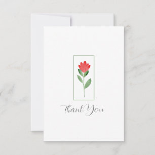 Carte De Remerciements Aquarelle rouge Fleur Abstraite