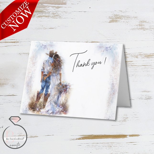 Carte De Remerciements Aquarelle Russe Cowboy Mariage (Créateur téléchargé)
