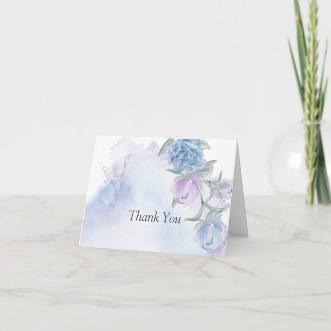 Carte De Remerciements Aquarelle Rustique bleu roux (Devant)