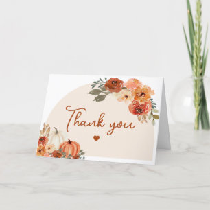 Carte De Remerciements Aquarelle Rustique Boho Automne Citrouille Automne