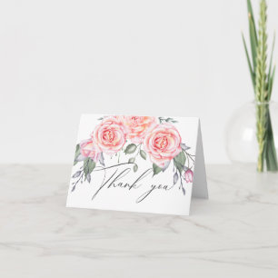 Carte De Remerciements Aquarelle rustique Cottage Roses roses roses