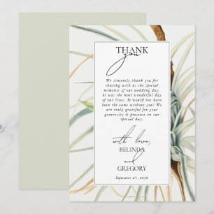 Carte De Remerciements Aquarelle Rustique Neutral Boho Mariage botanique
