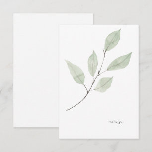 Carte De Remerciements Aquarelle Sage Vert Personnalisé Blanc