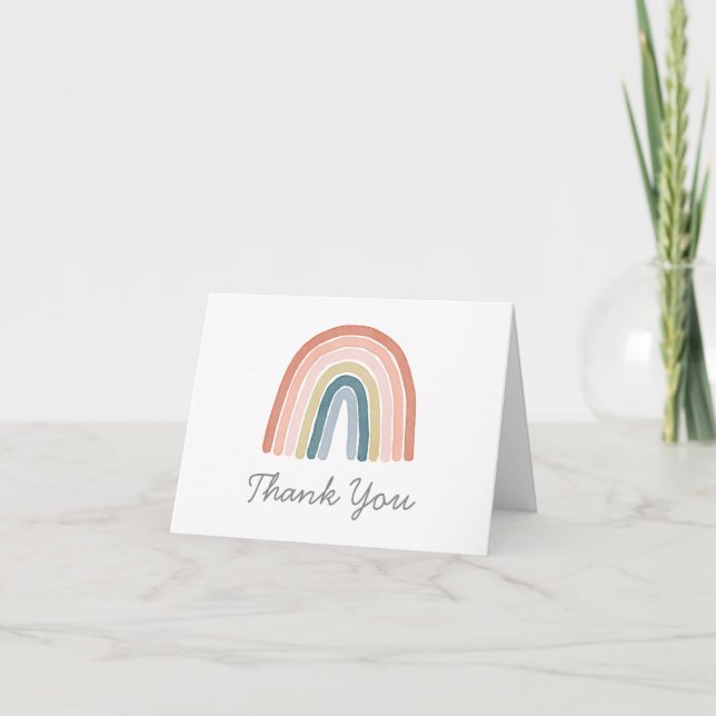 Carte De Remerciements Aquarelle simple Boho arc-en-ciel (Devant)
