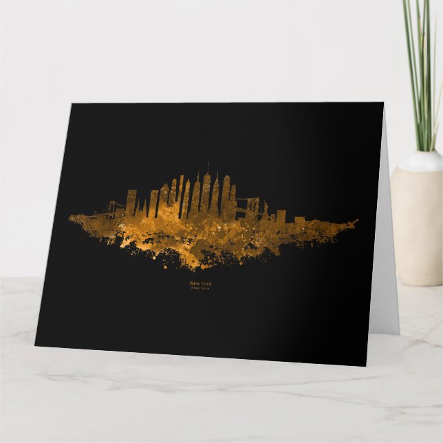 Carte De Remerciements Aquarelle Skyline de New York en orange (Devant)