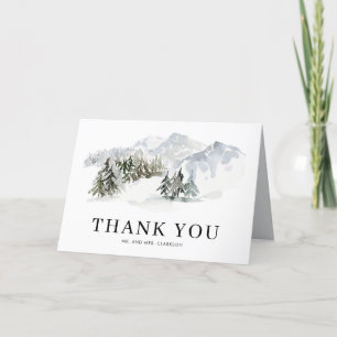 Carte De Remerciements Aquarelle Snowy Winter Forest Mariage des bois