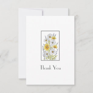 Carte De Remerciements Aquarelle, stylo et bouquet floral en encre