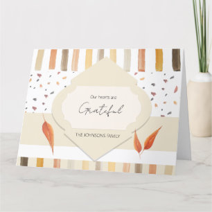 Carte De Remerciements Aquarelle Thanksgiving Autumn Pastel Feuilles