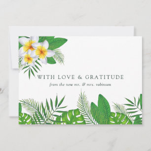 Carte De Remerciements Aquarelle Tropical Feuilles Beach Mariage