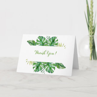 Carte De Remerciements Aquarelle Tropical Green Monstera Feuille Mariage
