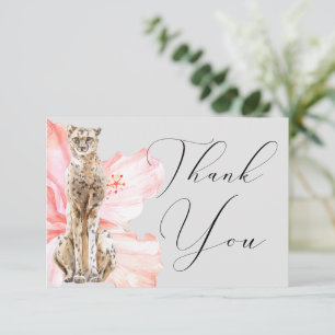 Carte De Remerciements Aquarelle Tropical Hibiscus Safari Leopard