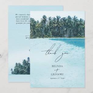 Carte De Remerciements Aquarelle tropicale Palms & Mariage de plage