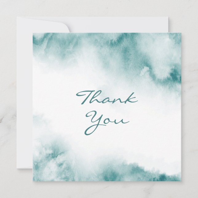Carte De Remerciements Aquarelle Turquoise douce Cadre Abstrait (Devant)
