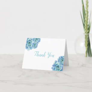 Carte De Remerciements Aquarelle turquoise Florale pliée