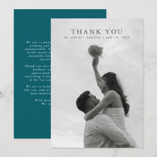 Carte De Remerciements Aquarelle turquoise Mariage de verdure botanique