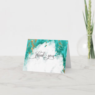 Carte De Remerciements Aquarelle turquoise moderne marbrée BarefootBride™