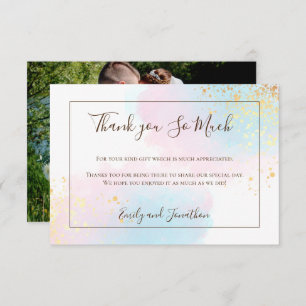 Carte De Remerciements Aquarelle Turquoise rose or Confetti Mariage photo