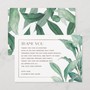 Carte De Remerciements Aquarelle végétation tropicale. Mariage élégant
